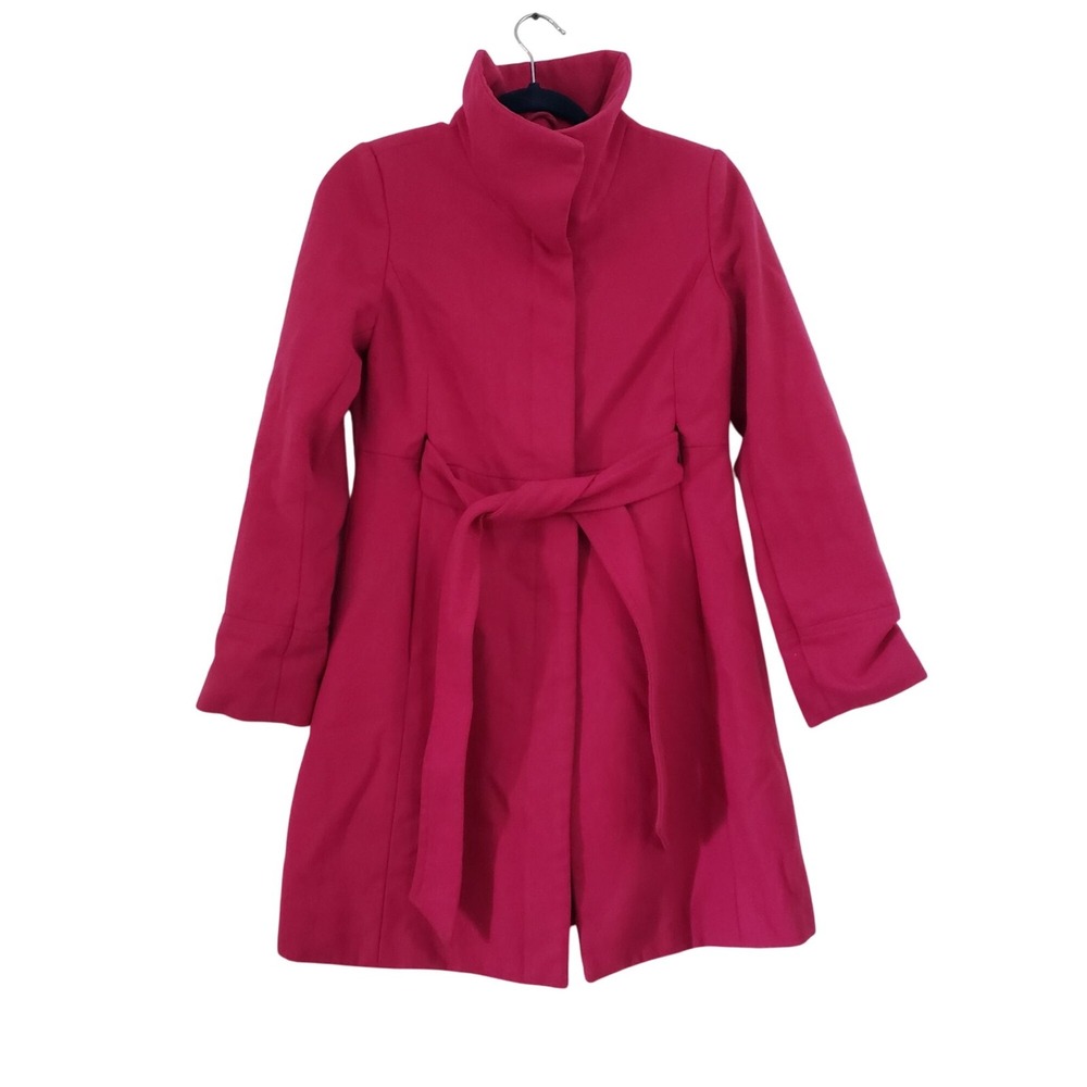 Old Navy Womens Magenta Pink Wool Blend Trench Coat Size S Bold Preppy‎ Classic